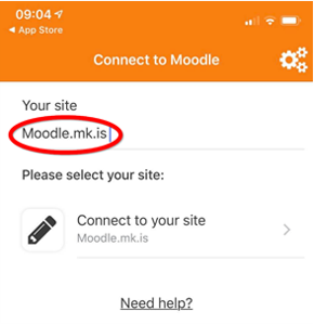 Innskráning í Moodle