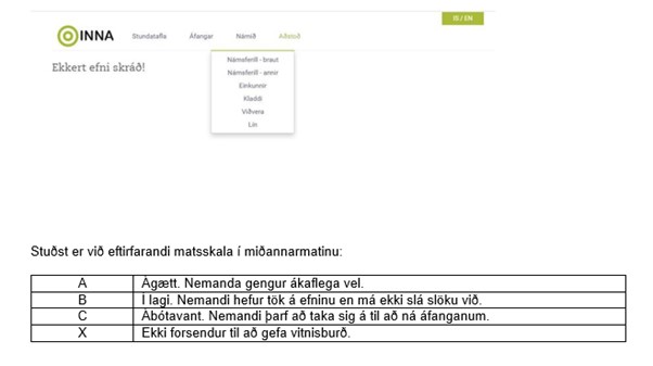 Mynd úr Innu vegna miðannamats