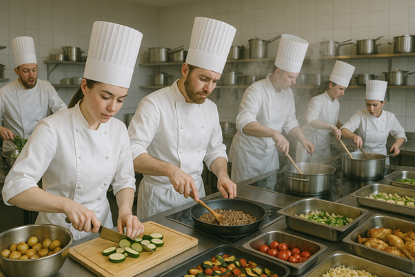 Matreiðslunemar taka yfir mötuneytið
