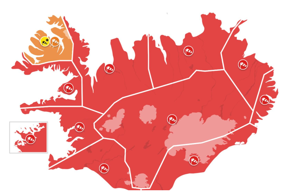 Rauð viðvörun vegna veðurs - UPPFÆRT