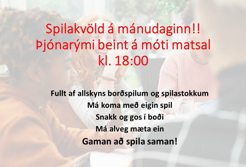 Spilakvöld á mánudaginn