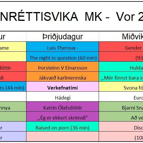 Jafnréttisvika - dagskrá