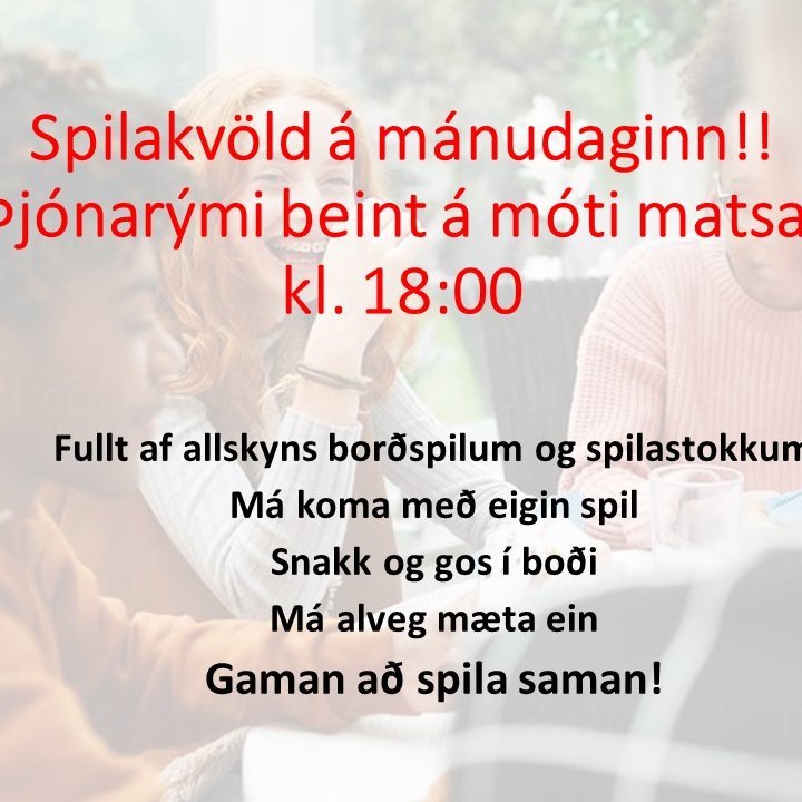 Spilakvöld á mánudaginn